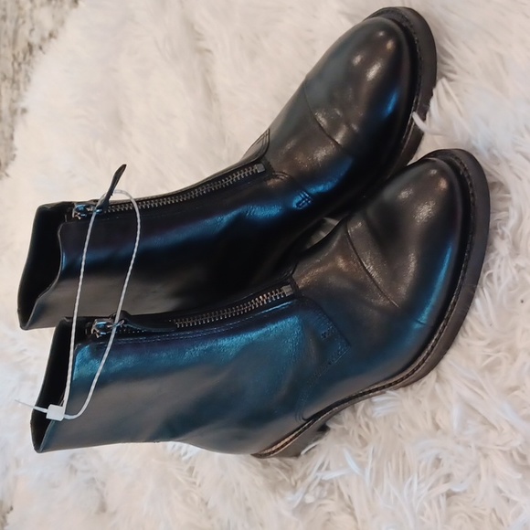 Ecco stylish Sartorelle 25 leather black front zip boot Bootie SZ EU 37 NEW